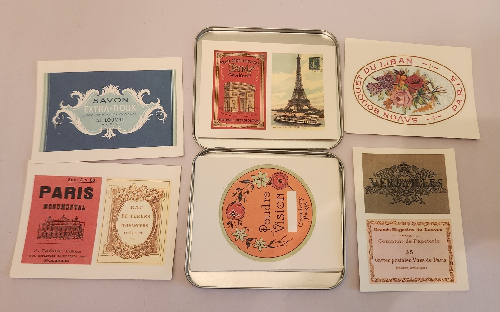 Cavallini & Co. Paris Stickers Labels 24 Sheets Self Adhesive Labels in Tin New
