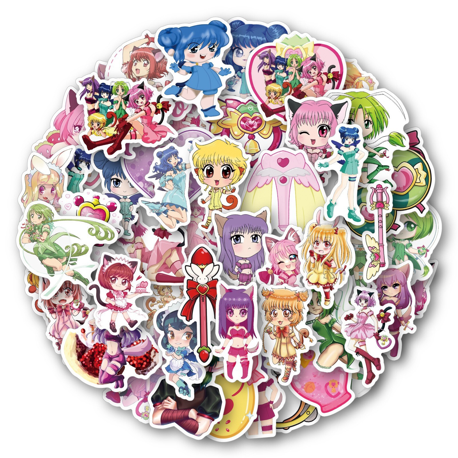 100Pcs Tokyo Mew Mew Sticker for Adults Teens Girls Scrapbooking Water Bottles