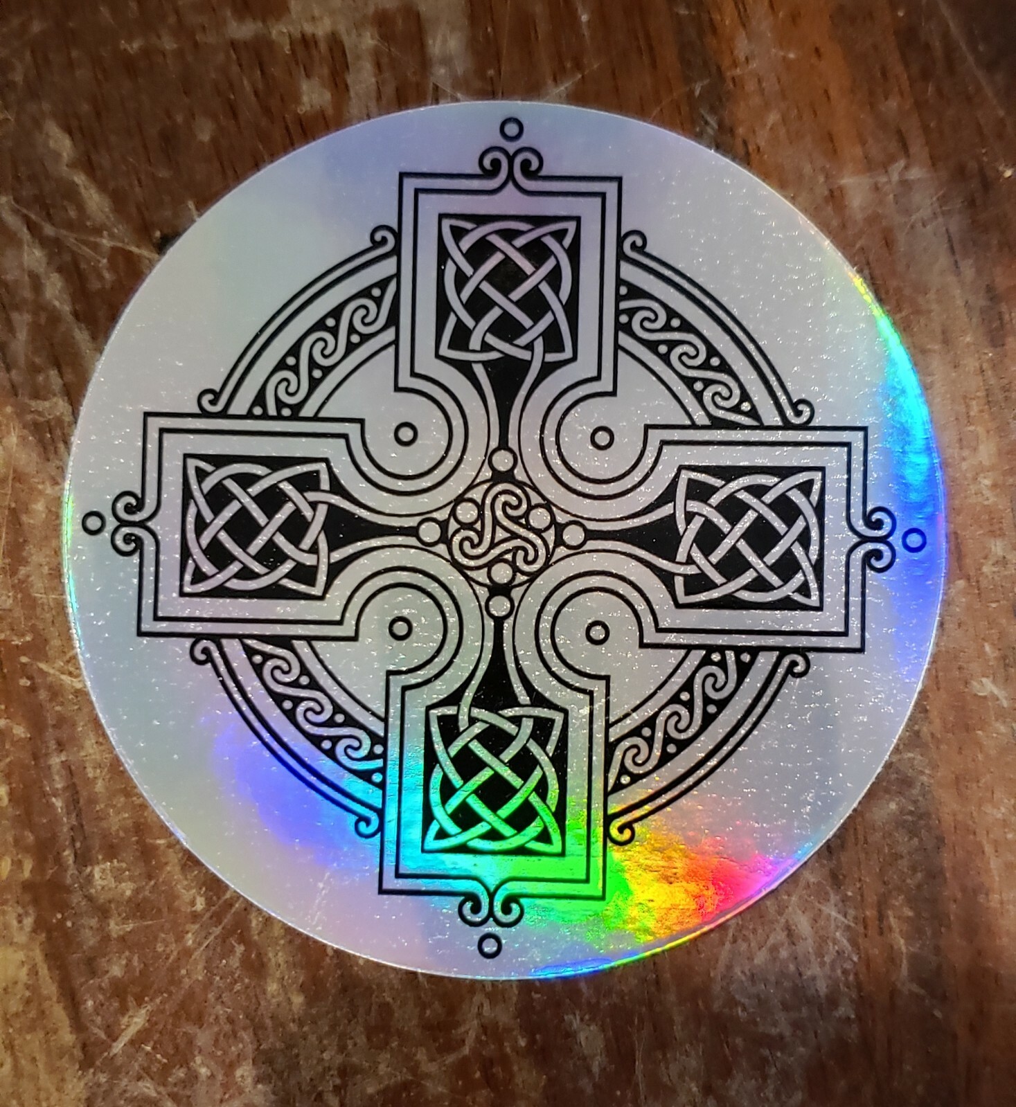 CELTIC CROSS IRISH SCOTTISH VIKING Holographic Sticker Vinyl 3 inch