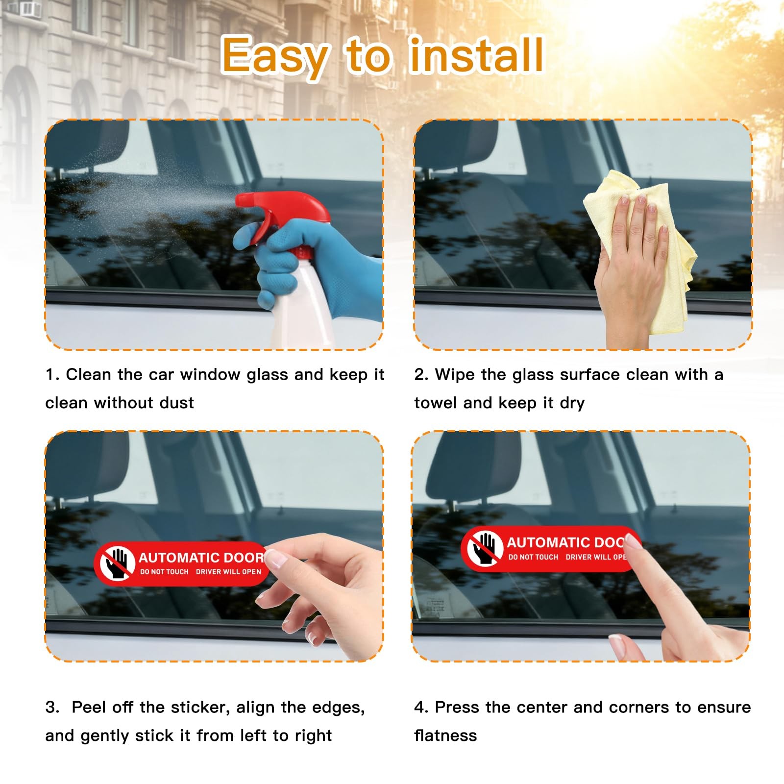 12PCS Automatic Door Car Stickers, Alert Decal for Automatic Sliding Doors,