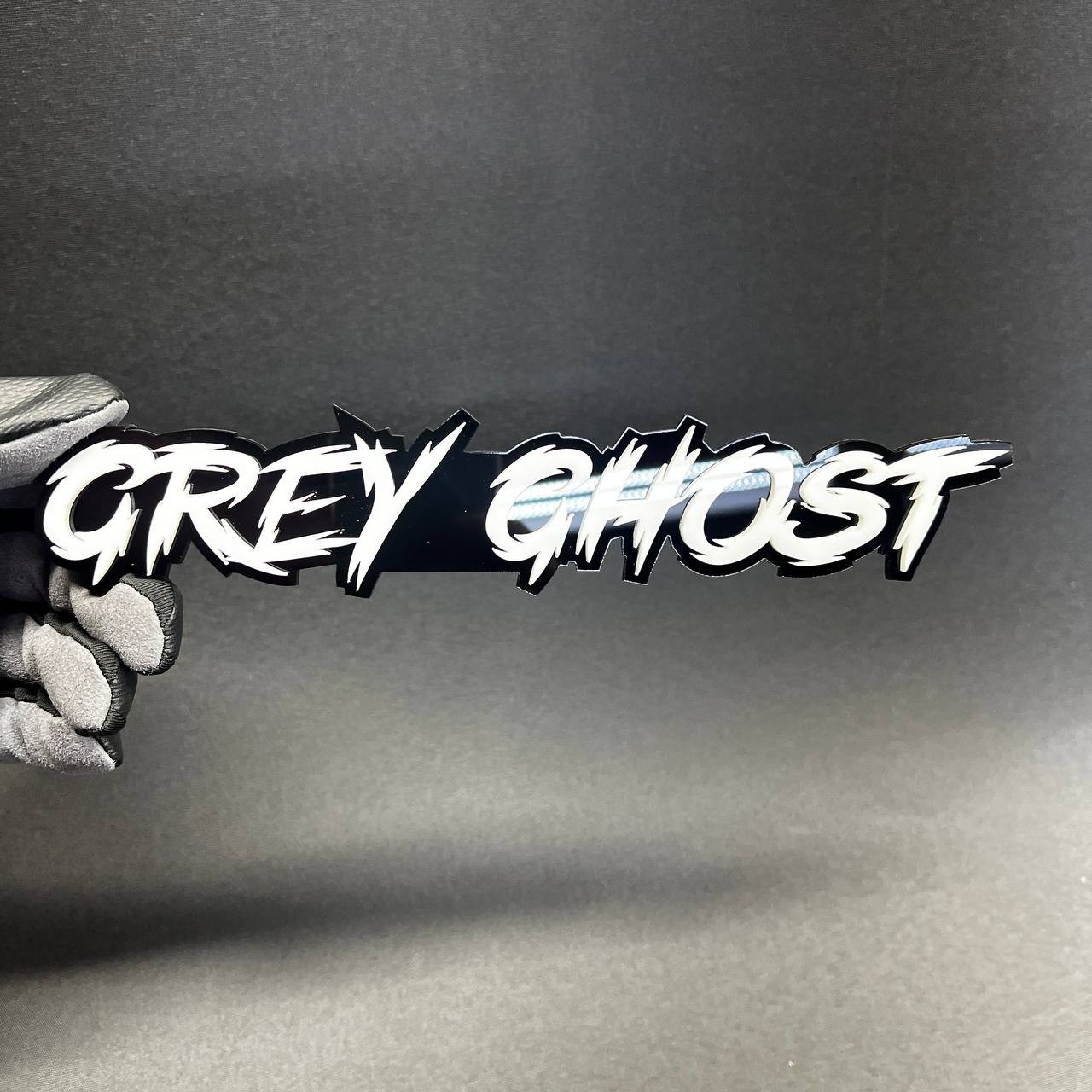 1x GREY GHOST Custom Text 3D Acrylic Car Emblem Badge Multicolor Fender Decal