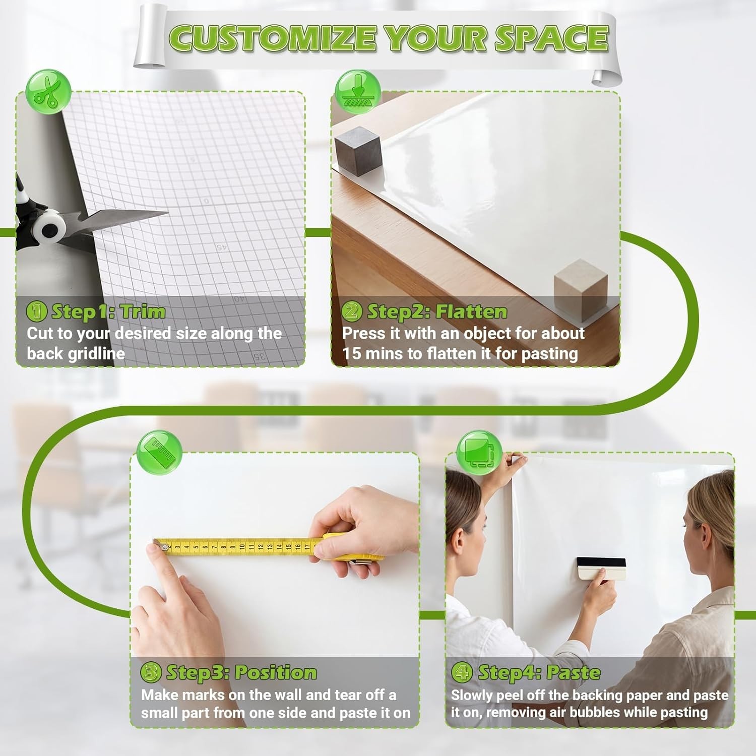 Transform Any Surface with 4x6ft Whiteboard Sticker – Super Sticky & Versatile