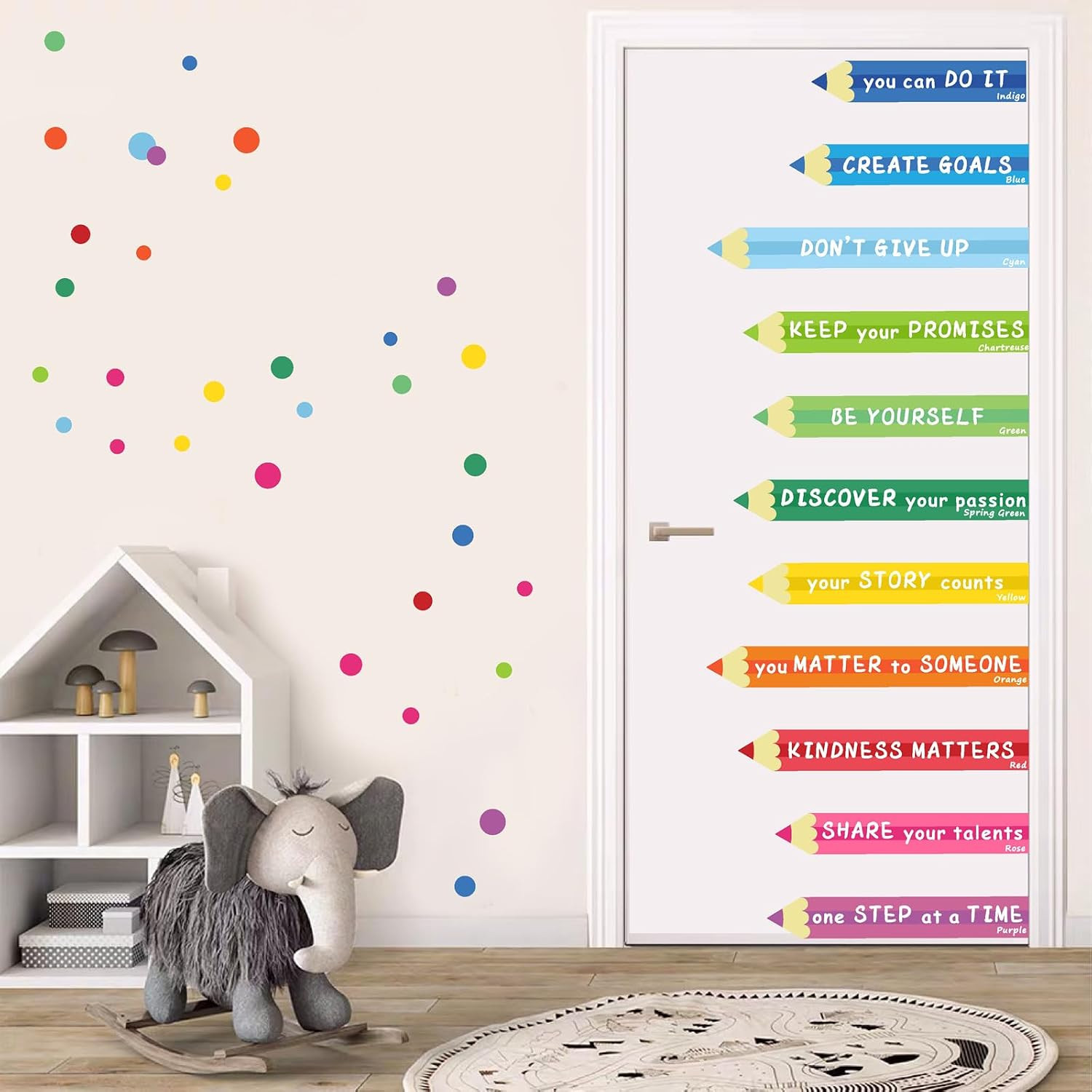 Colorful Kids Playroom Wall Decals – Staircase Door Art Sticker