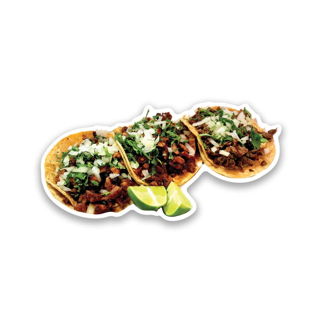 Mexican Carne Asada Tacos Vinyl Sticker 4" Wide – Includes Two Stickers