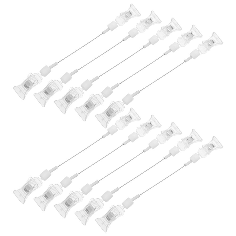 10 Pcs Sign Clips Retail Price Display Shelf Clear Plastic Label for Paper