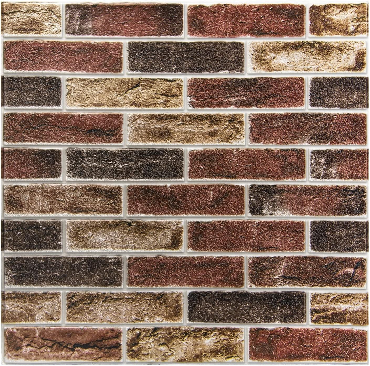 10-Pack Faux Brick Wall Panels 52.5 sq ft Self Adhesive Waterproof Foam Firep…
