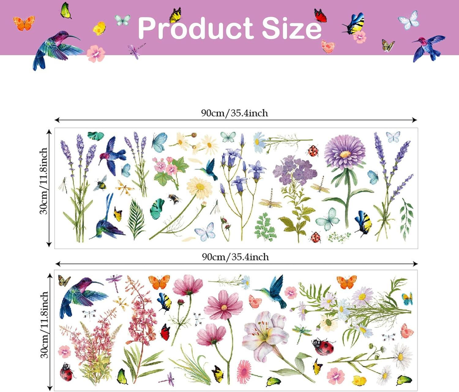 Flowers Butterflies Wall Decals Chrysanthemums Dragonflies Wall Stickers Peel an