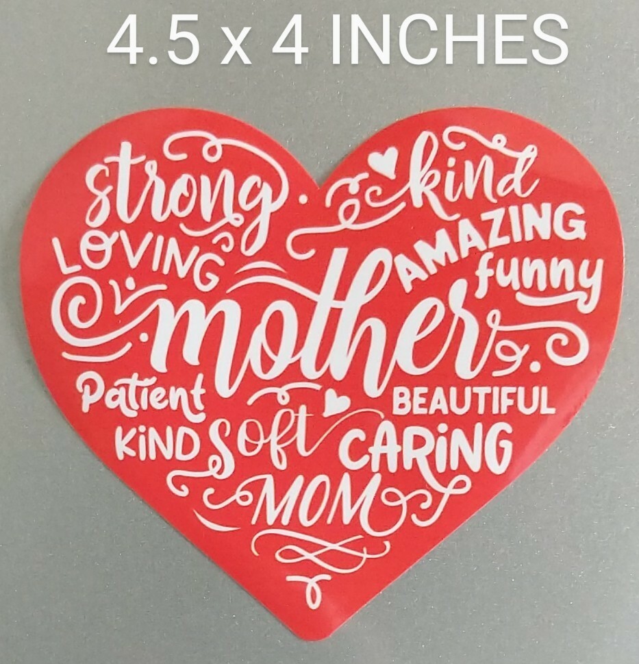 4.5" Mom Heart Decal Vinyl Sticker Red White Love Mothers Day Gift Family Kids