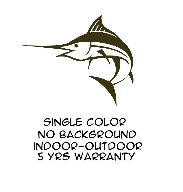 Marlin Fish Sticker Vinyl Decal Swordfish Sea Ocean Fishing Boat Wall Car Window