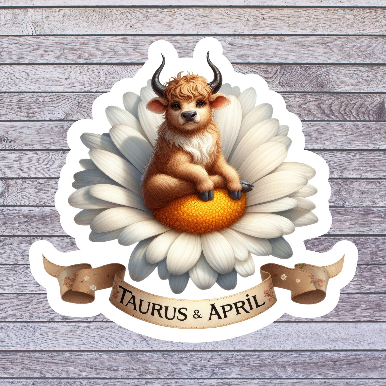 Taurus sticker vinyl decal bull daisy flower zodiac april astrology art