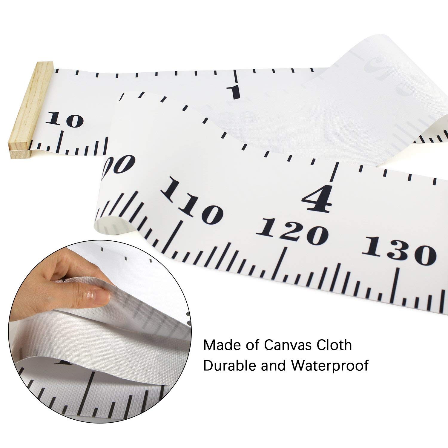 Mibote Baby Growth Height Chart Handing Ruler Wall 79" x 7.9", Black & White