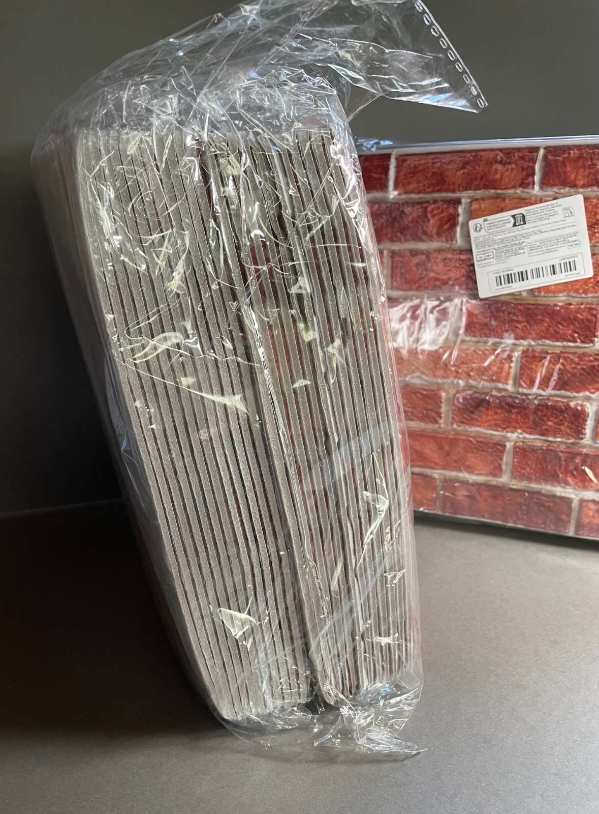 48 Pcs 11.75" x 11.75" Faux Mini Brick 3.875" x 1.25" Peel 'N Stick Wall Squares