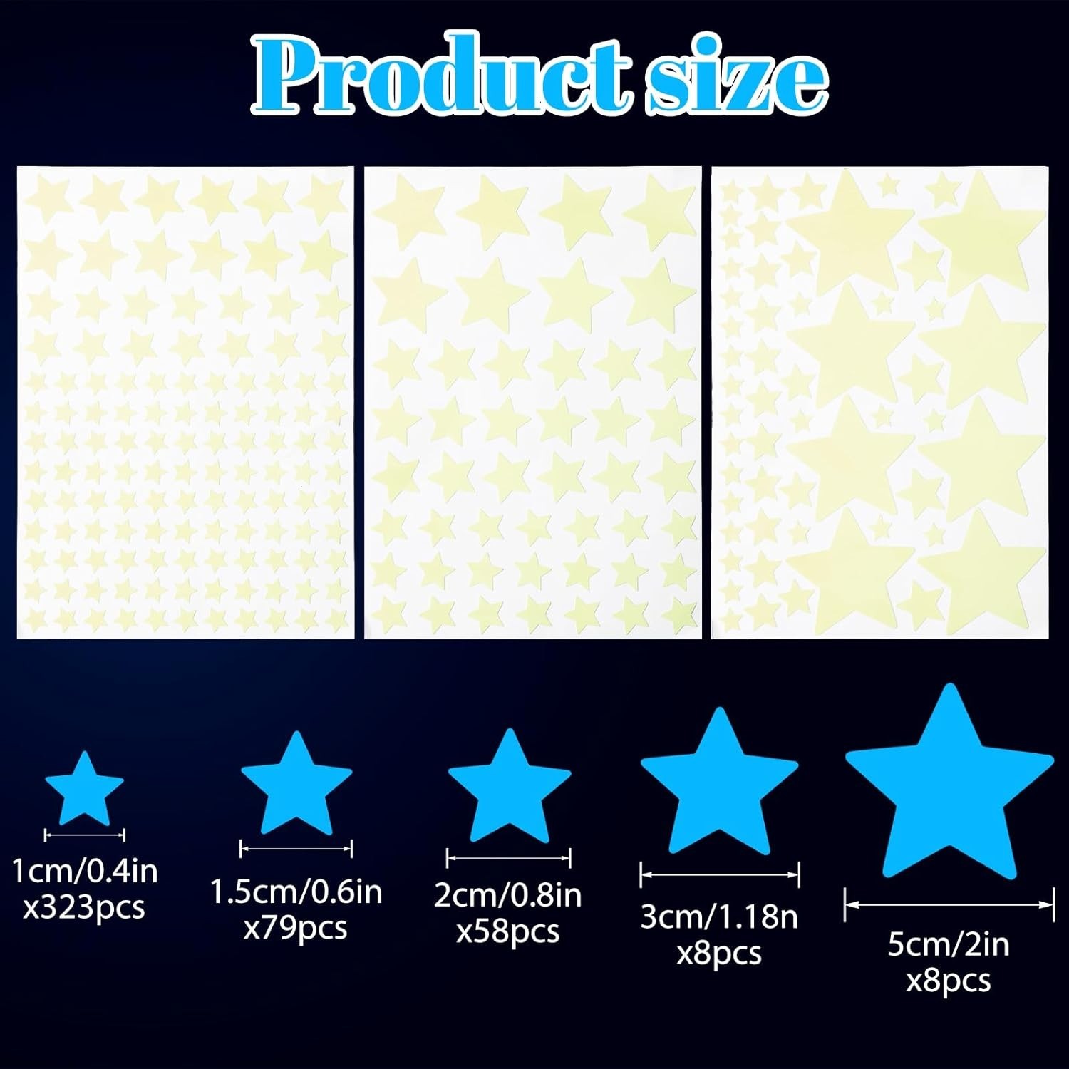 476 Pcs Blue Glow in the Dark Star Stickers – Magical Ceiling Decor for Kids