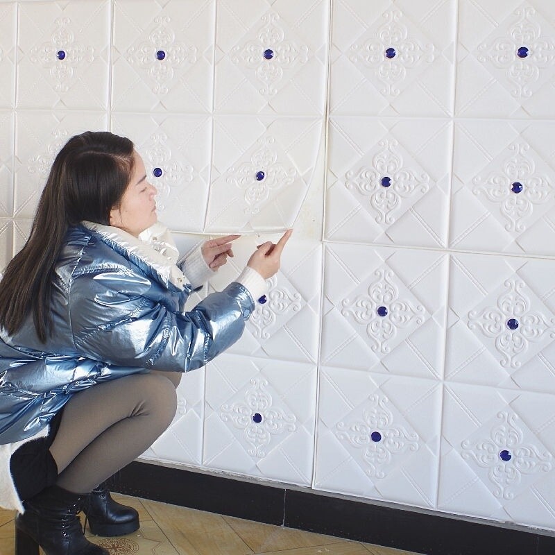 3D Embossed Wall Sticker Self-adhesive Wallpaper Beads Decal DIY Home Decor