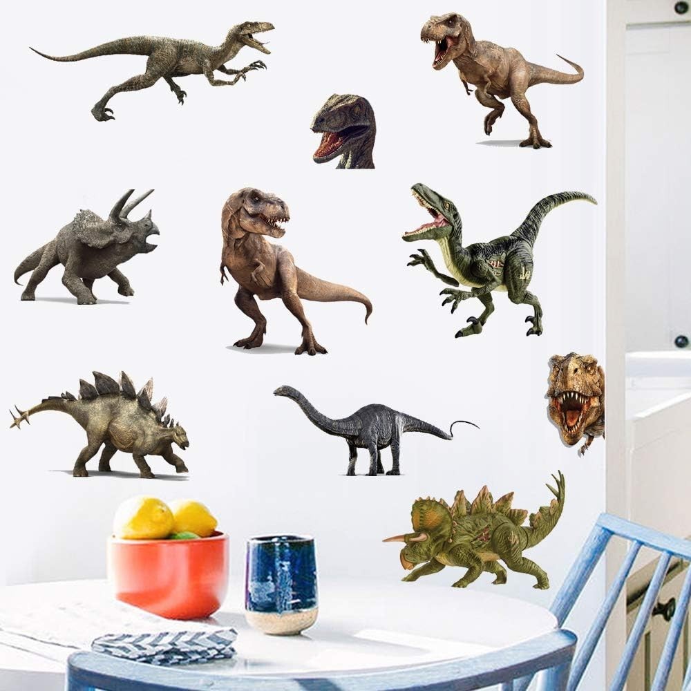 3D Watercolour Dinosaur Wall Stickers for Kids – Peel & Stick Decor, 11pcs