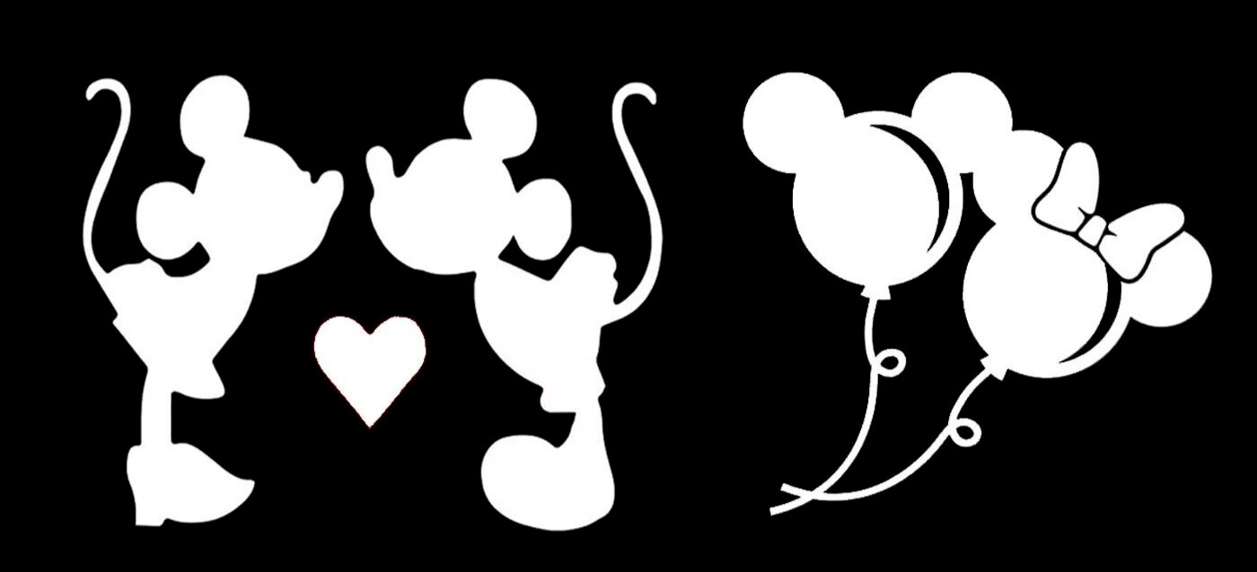 Mickey Minnie Kissing & Mouse Balloon White Vinyl Decal Car Window Laptop Tablet