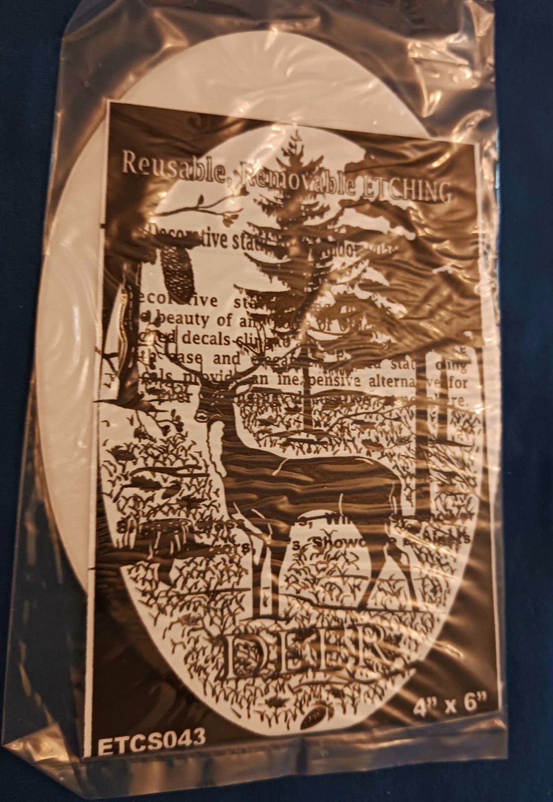 Deer Window Decal 8"x12" OVAL Etched Glass Look Cling Removable & Reusable 43