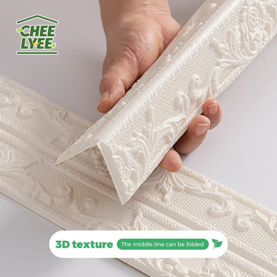 8mm Thickened Self-Adhesive Foam Corner Trim Ready Peel Stick Decal for Ceiling