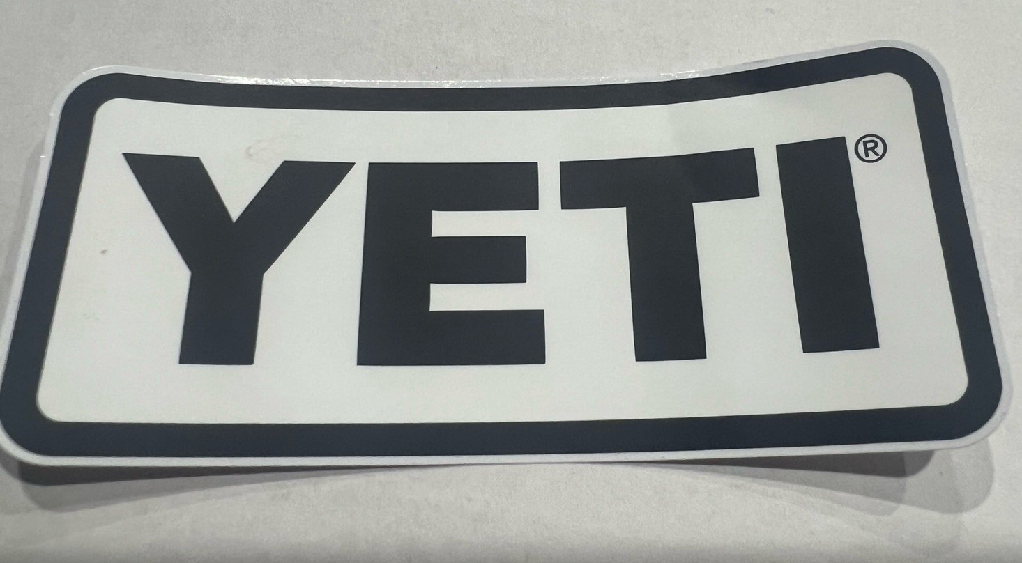YETI Vinyl Logo Sticker Black White Rectangle Self-Adhesive