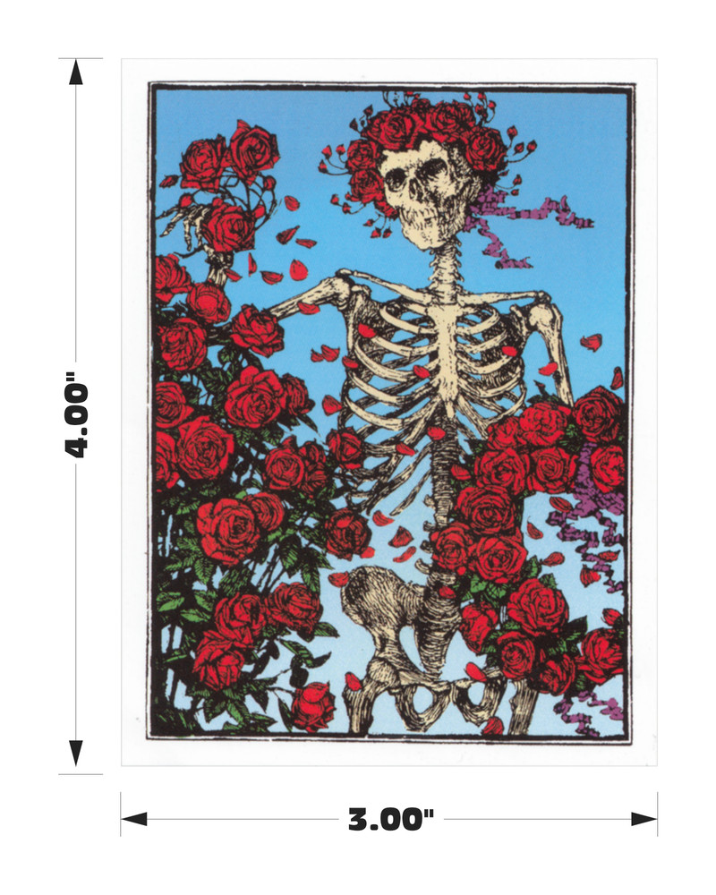 Sticker – Grateful Dead Skeleton Roses Psychedelic Vinyl Decal Rock Music Band