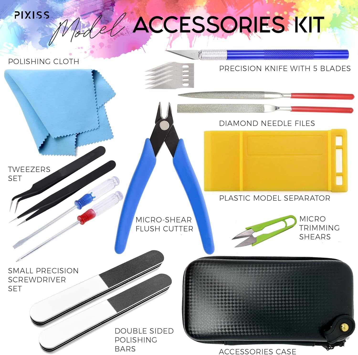 Testors Enamel Model Paint Set & Pixiss Accessory Kit – 10 Colors & Tools