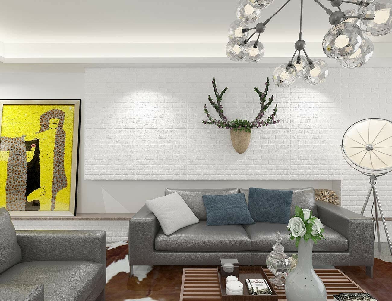 LEISIME 20 PC 3D Wall Sticker Self-Adhesive Wall Panels Waterproof PE Foam White