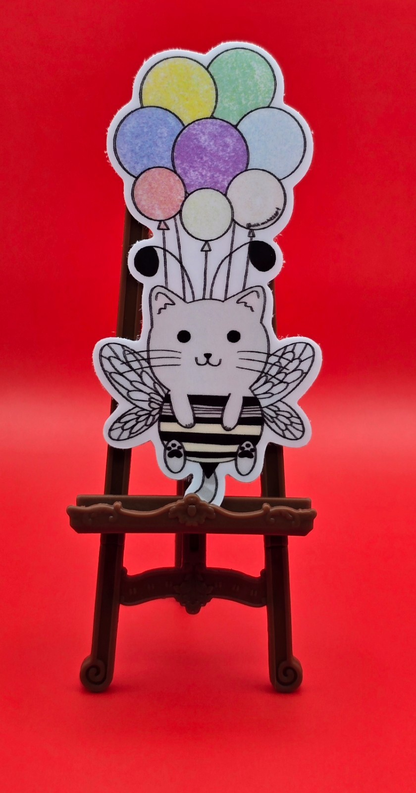 Cute Bee Cat Sticker Kawaii Kitty Balloons Bumblebee Animal Decal Gift Art
