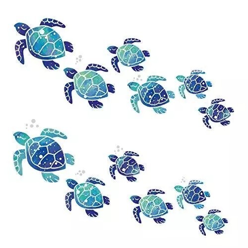 12 Pieces Sea Turtle Wall Decals Turtle Vinyl Stickers Underwater Ocean Decals