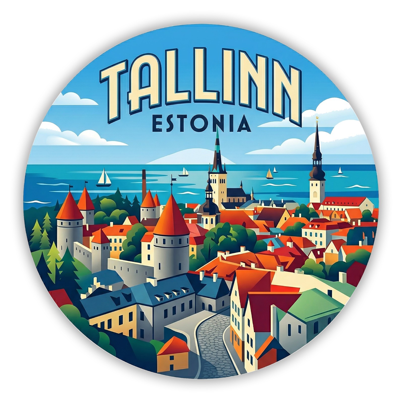 Tallinn Estonia Vintage Travel Sticker Die Cut Waterproof Decal Vinyl Laptop