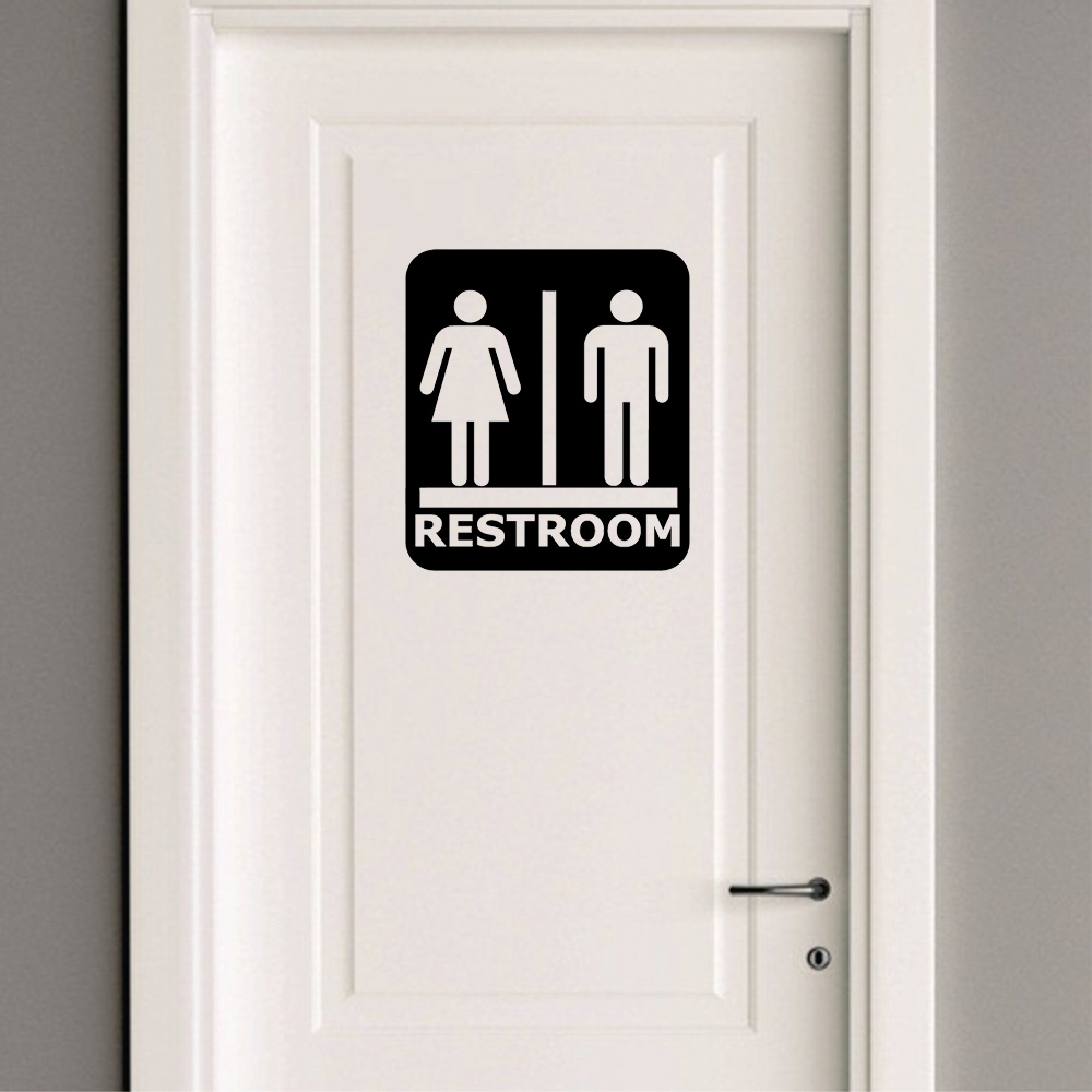 Unisex Public Restroom Bathroom Sign Business Store Window Wall Decal Sticker