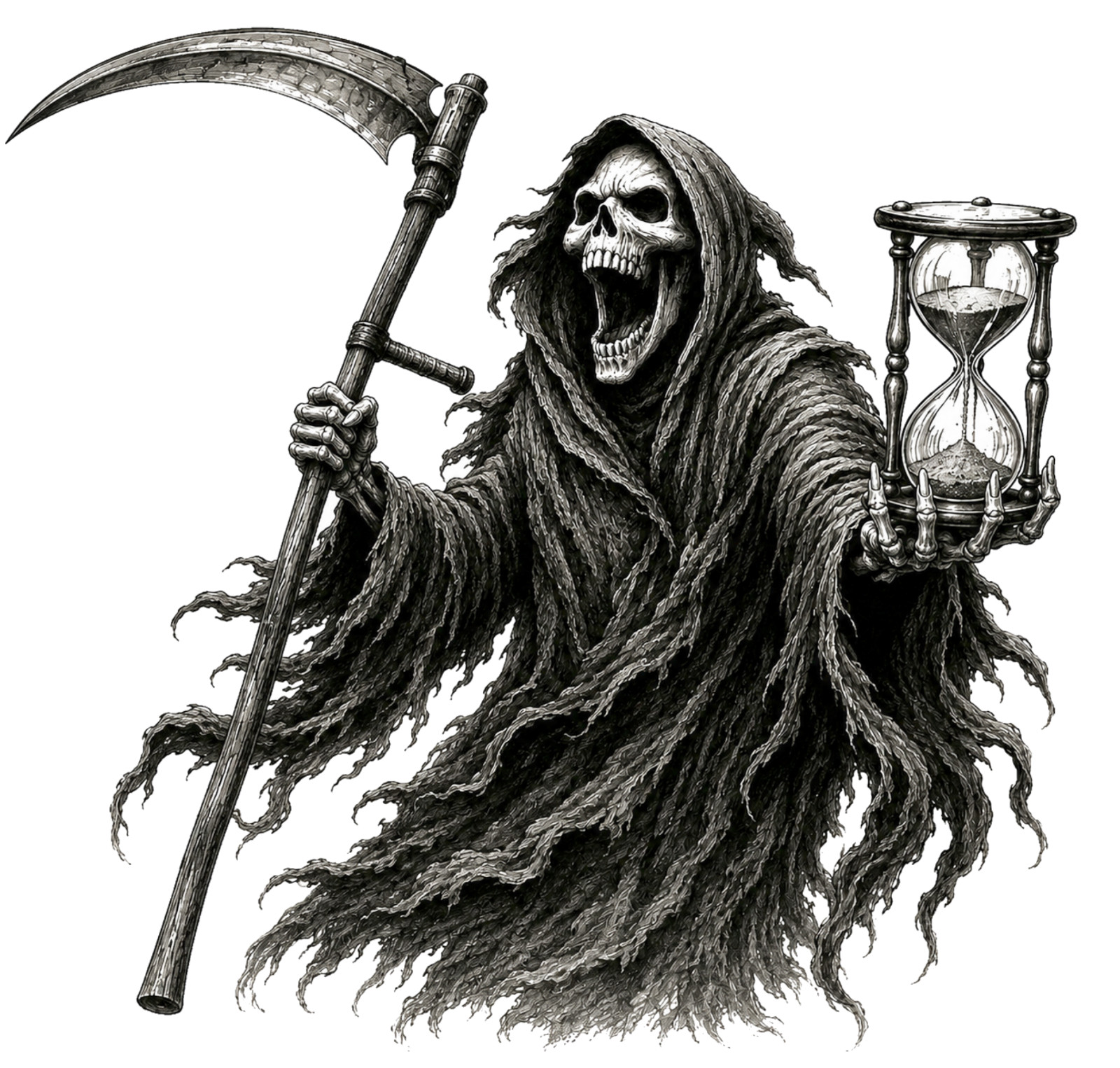 Grim Reaper Hourglass Gothic Dark angel Dark fantasy Decal Sticker
