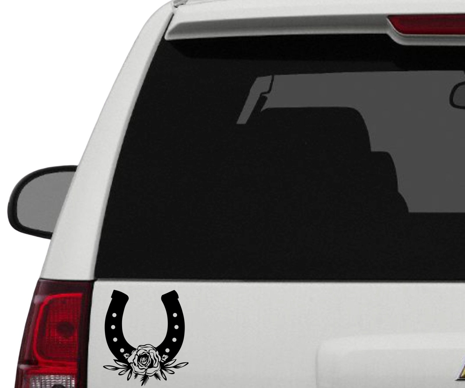 Floral Horseshoe Vinyl Decal Sticker Car SUV Truck Window Wall Tablet Laptop