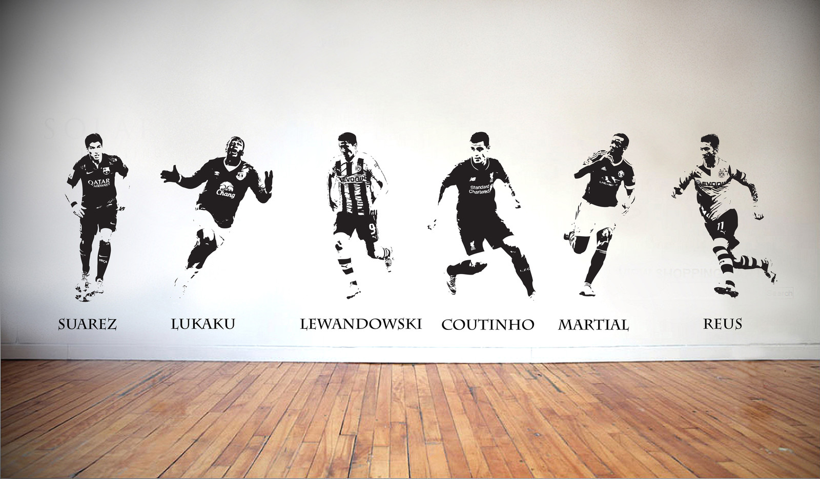 FOOTBALLERS – NEYMAR VARDY OZIL PAYET SUAREZ LUKAKU COUTINHO REUS WALL STICKERS
