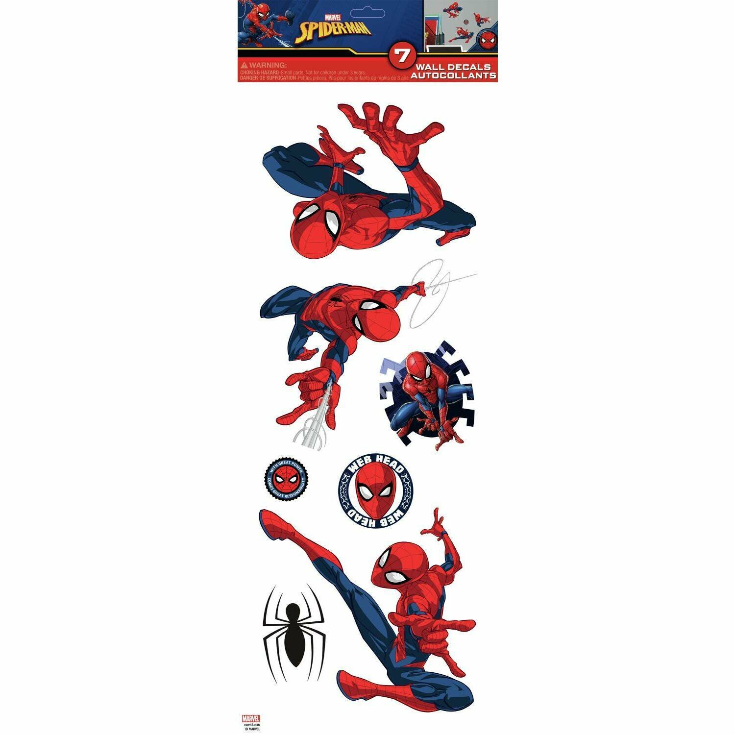 Spider-Man Wall Decals Removable & Repositionable Marvel Made in USA