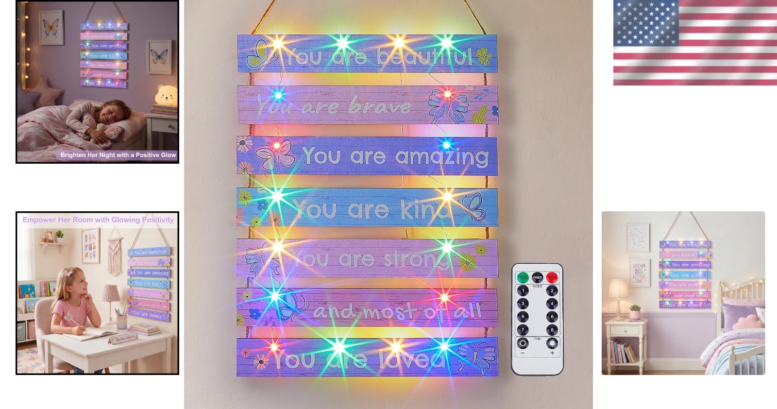 Girls Room Decor LED Light Wall Art for Kids Bedroom Inspirational Butterfly
