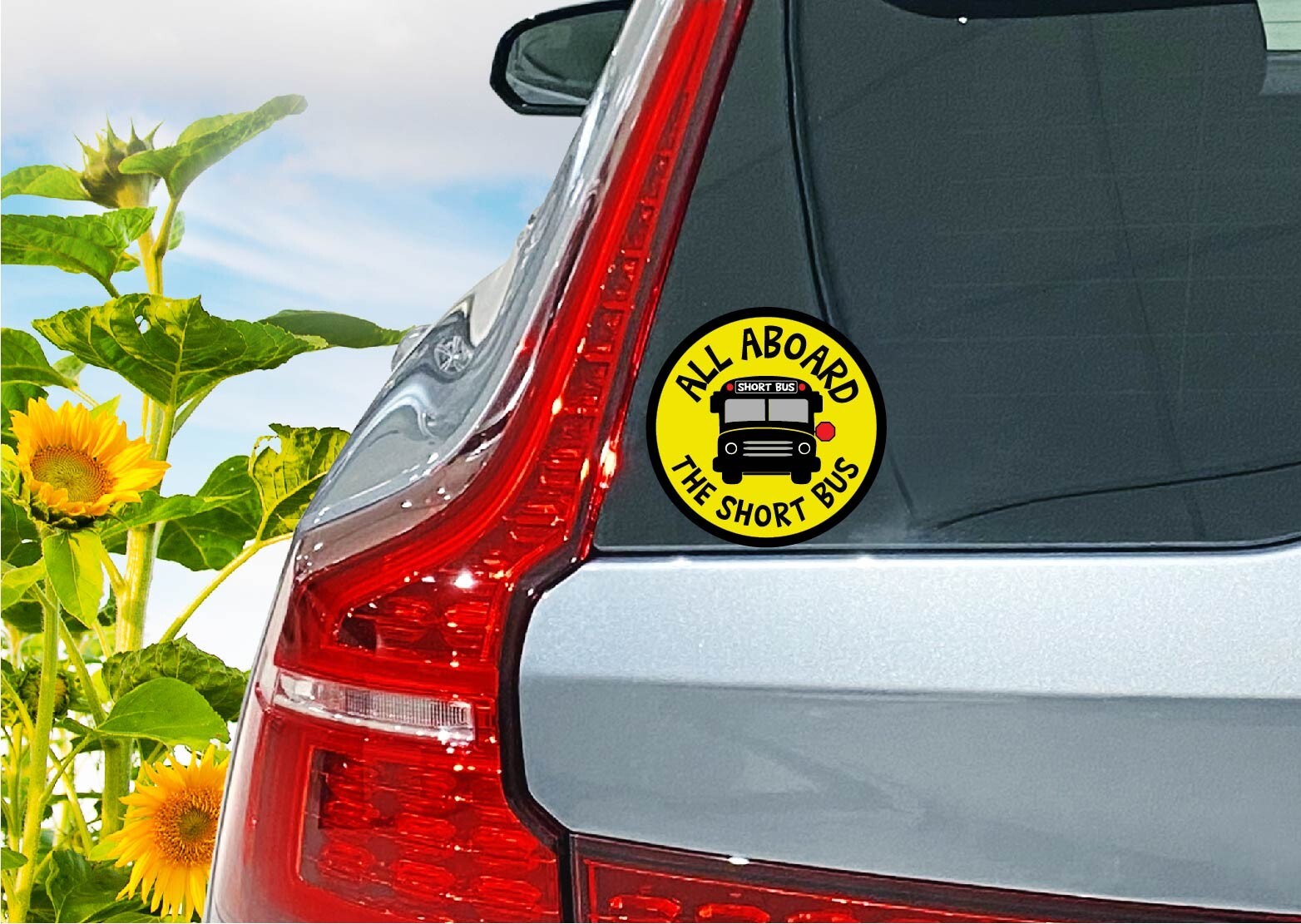 All Aboard The Short Bus Decal Sticker Funny Struggle Adulting Dumb Joke School