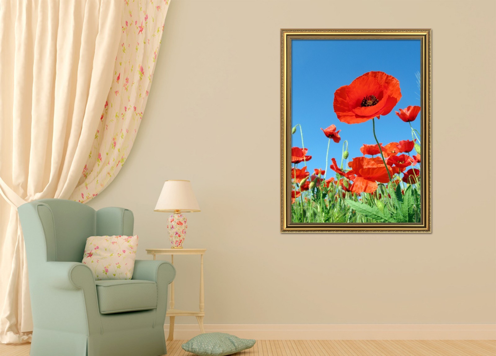 3D Blue Sky Flowers 55 Fake Framed Poster Home Decor Print Painting Unique Art