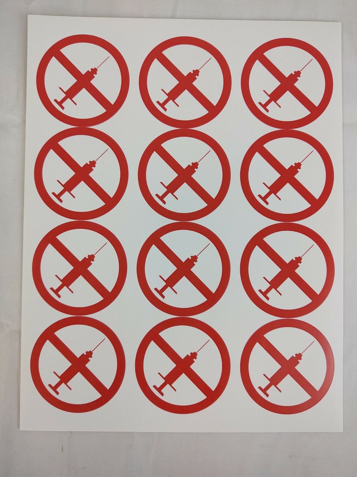 No Syringe Needles Round Trash Can Receptacle Stickers New Sheet Of 12 Stickers