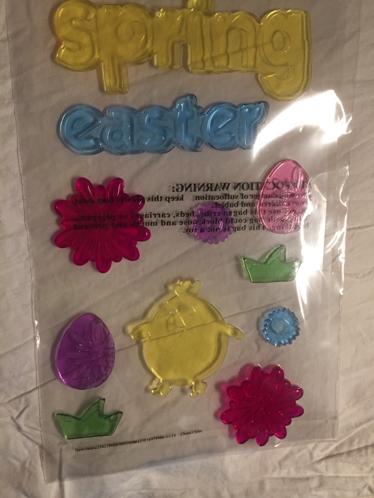 NEW Spring Summer Easter Chick Eggs Flowers Window Gel Clings Stickers 11 pcs!!!