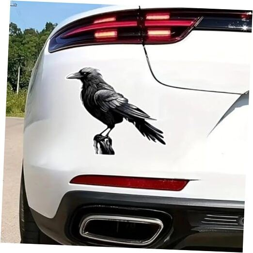 2pcs Black Crow Car Stickers, 5.12"x4.33", Waterproof Vinyl Decal, Exterior