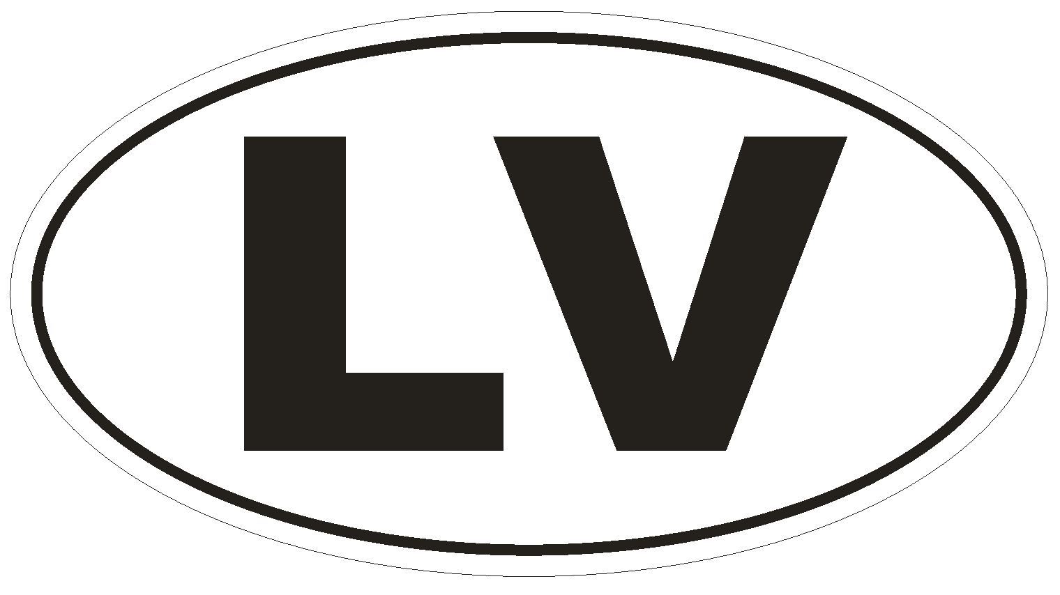 LV Latvia Country Code Oval Bumper Sticker or Helmet Sticker D938