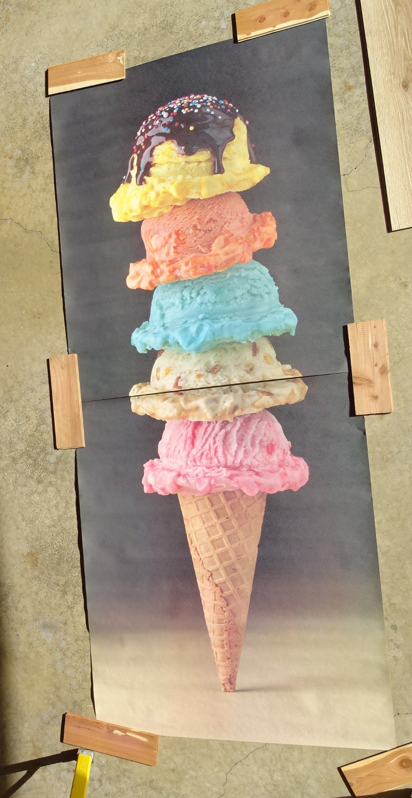 Food Challenge GIANT 5 Scoop Ice Cream Photo Door Wall Mural Poster 82.5” X 34”