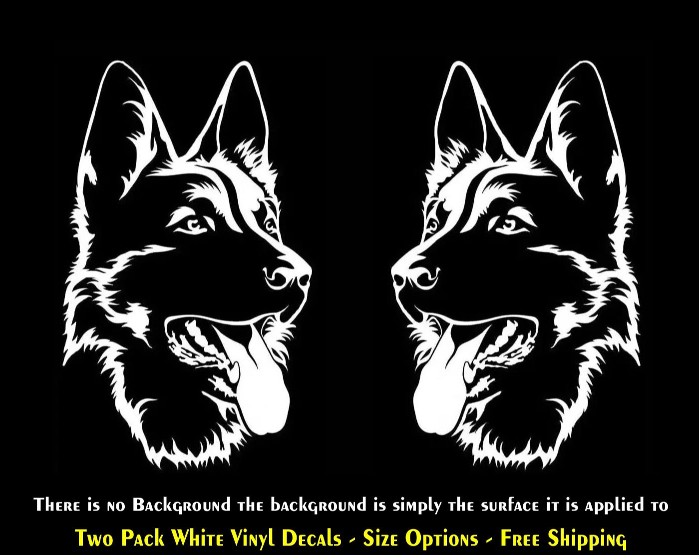 German Shepherd Two Pack White Vinyl Decals Car Truck Window Any Flat Surface