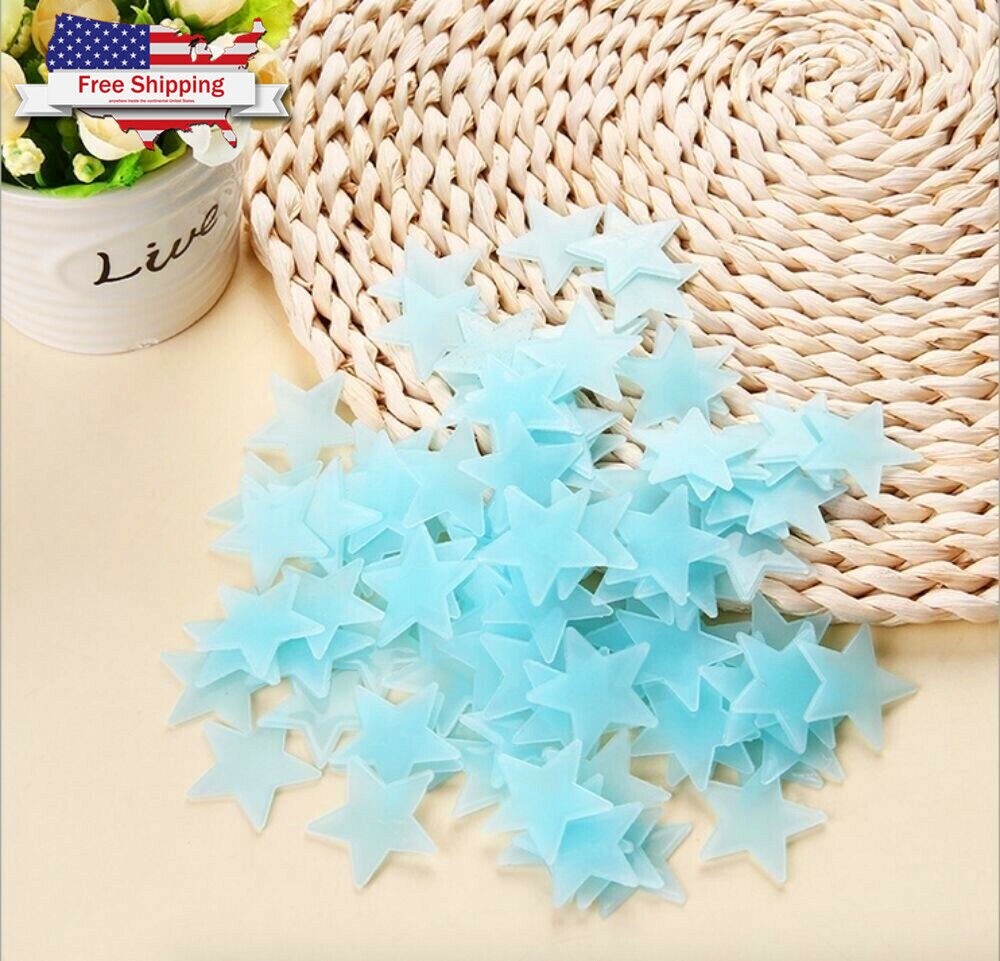 Blue 200 Home Wall Decals Ceiling Glow In The Dark Star Moon Kids Baby Stickers