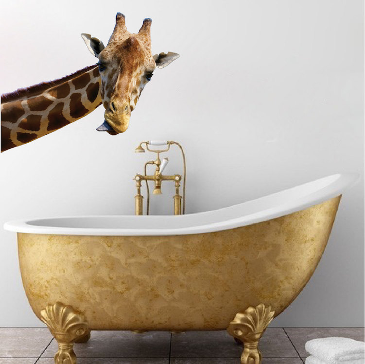 Leaning Giraffe Head Wall Decal Mural Safari Africa Wildlife Animal Vinyl, c07