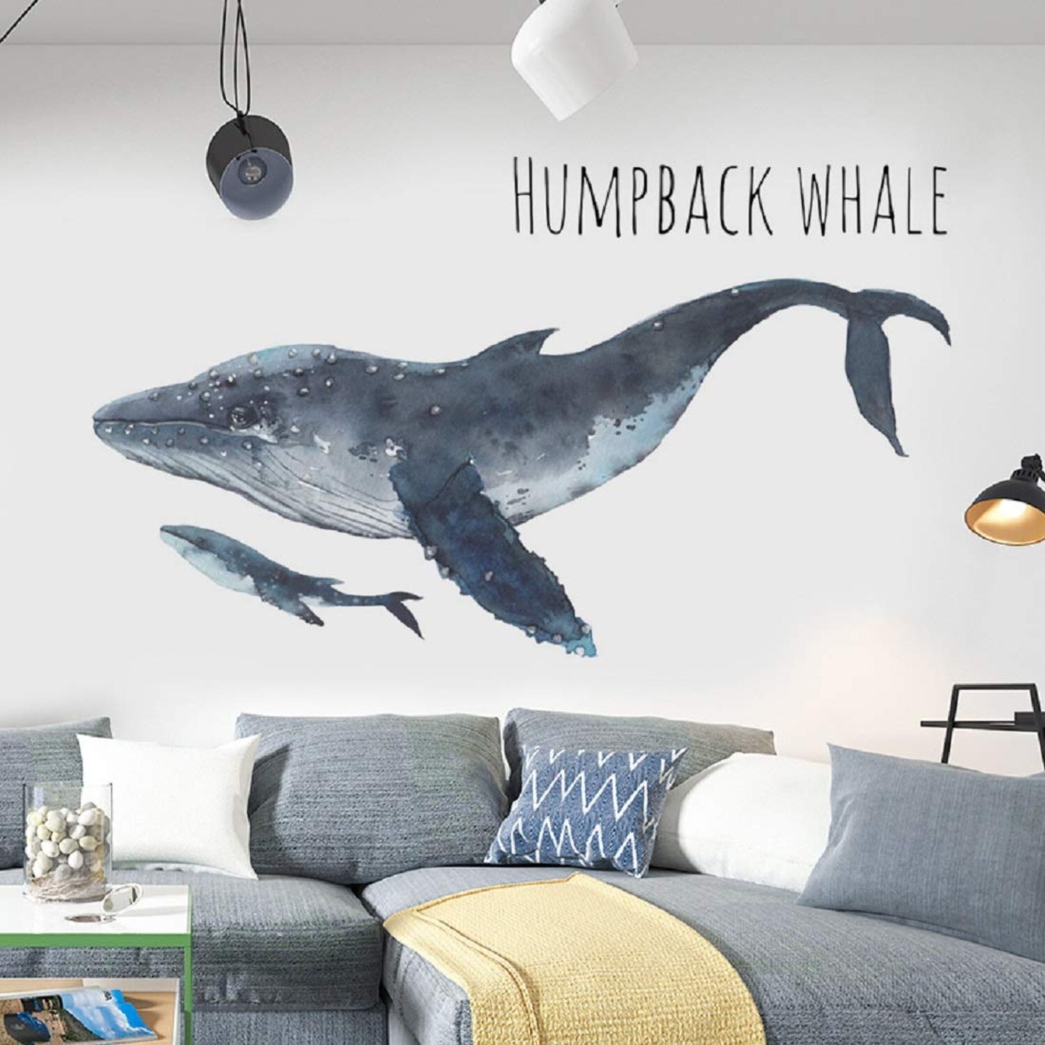 Humpback Whale Wall Decals Marine Animal Stickers Peel and Stick Art Mural De…