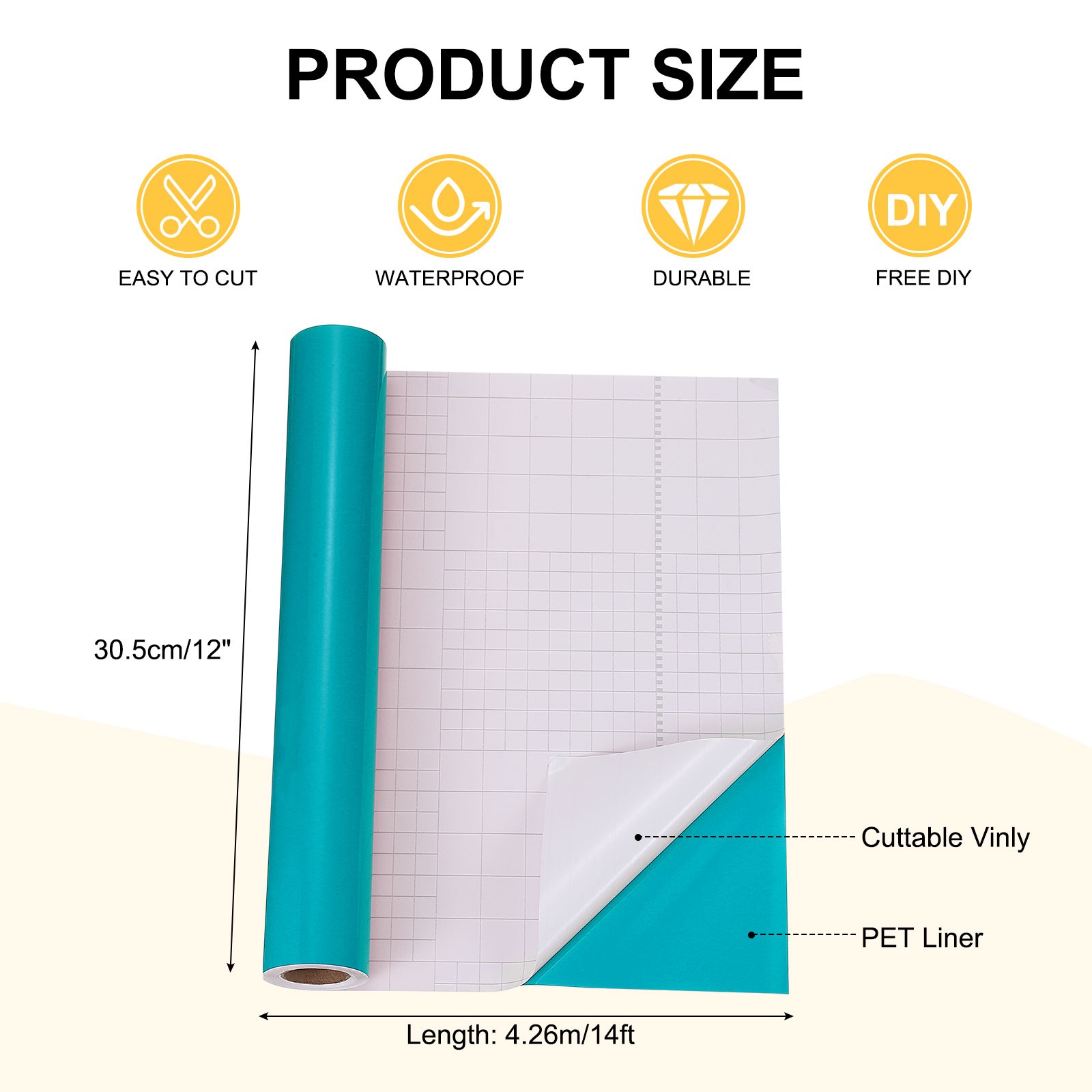 Drak Green Permanent Vinyl, 12 Inch x 14ft Adhesive Vinyl Roll