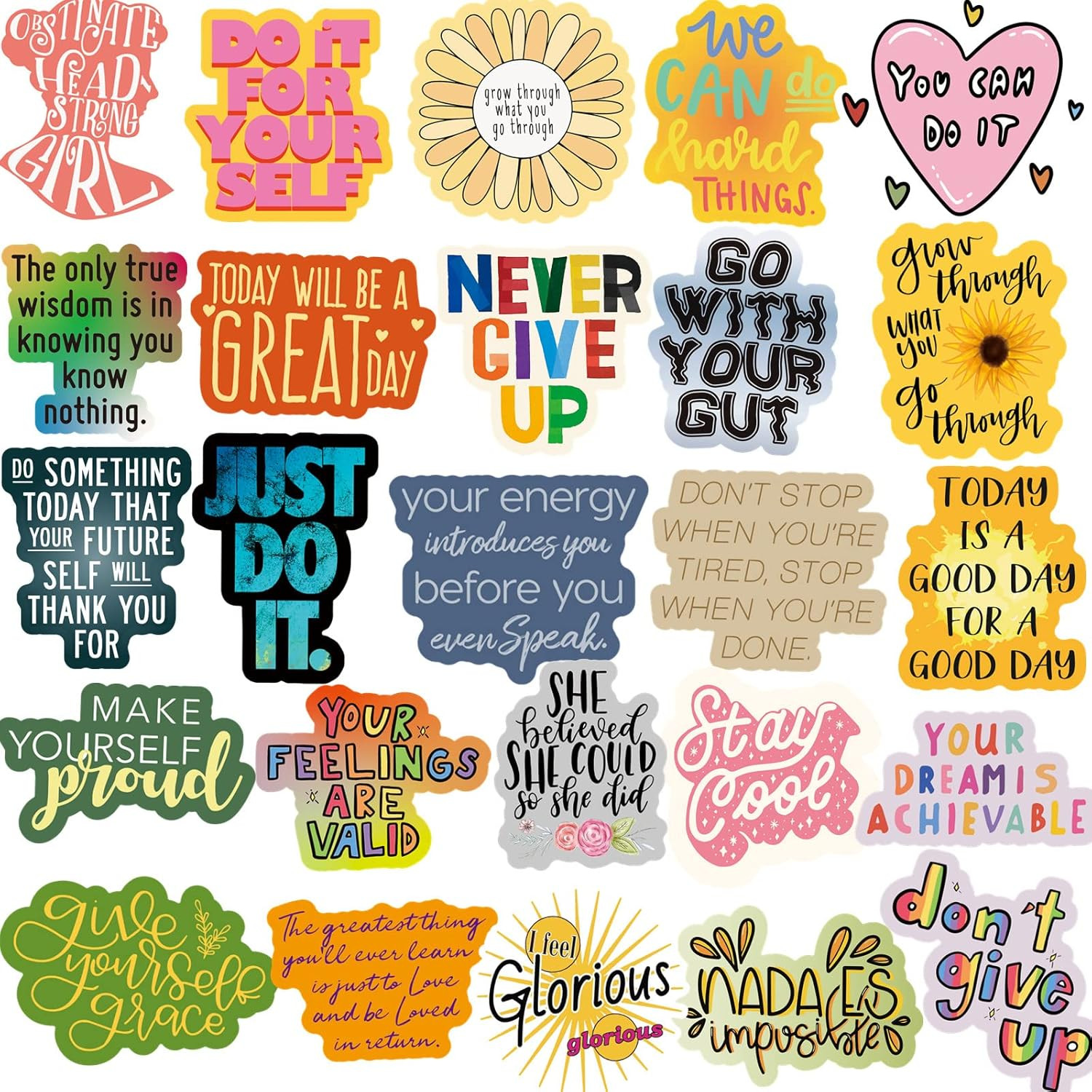 300PCS Positive Motivational Words Stickers for Adults, Waterproof Vinyl Inspira