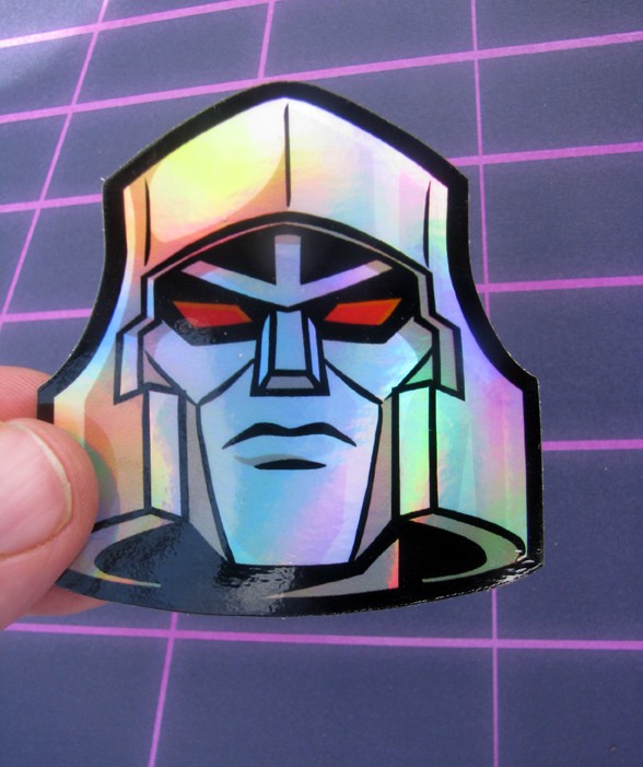Mega Tron Holographic Sticker Cartoon Robot 80s G1 Metallic Decal