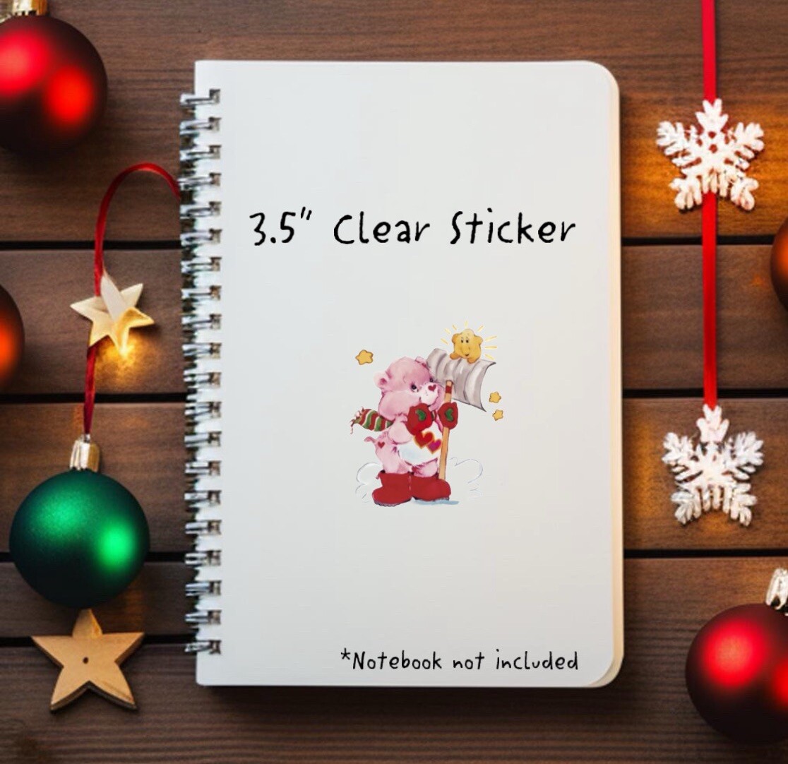 Care Bears Sticker, Holiday Carols, Clear Christmas Decal 3.5” Cheer Love A Lot